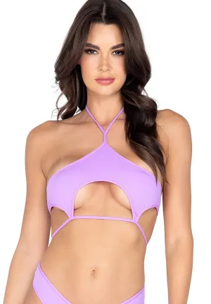 Lavender Underboob Cutout Tie Top