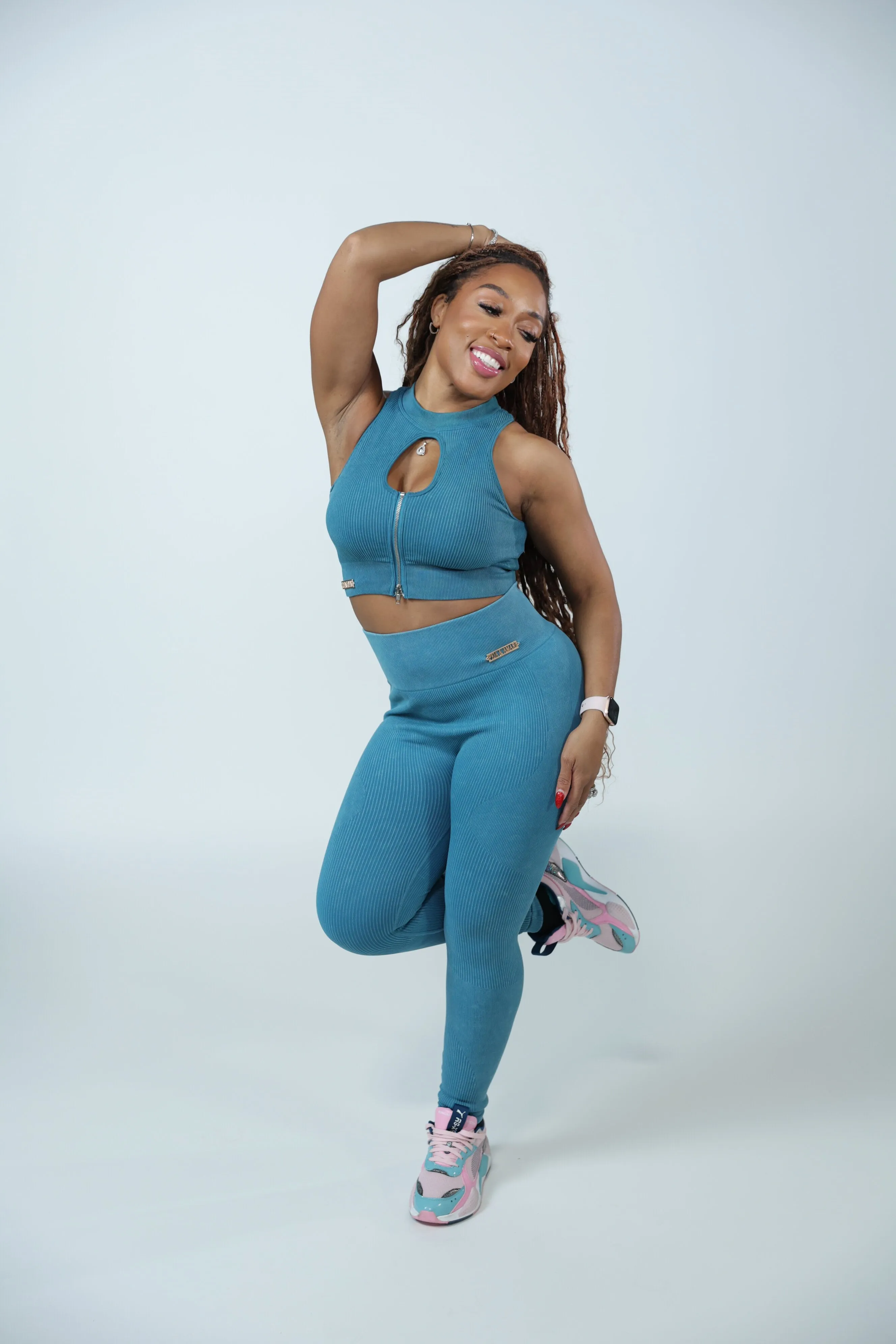 Lifestyle Active Wear Keyhole Top - Teal