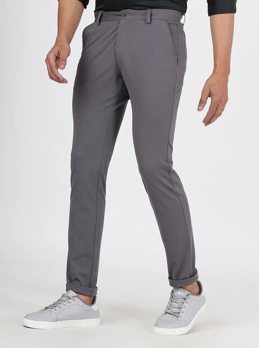 Light Grey Solid Venice Fit Casual Trouser | JadeBlue