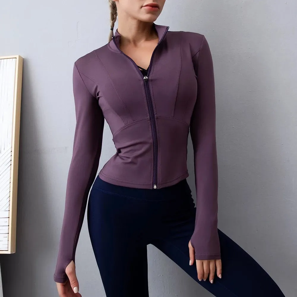 Lulu zip long sleeve yoga plus size womens sports yoga  jacket