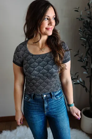 Luna Textured Scoop Tee - Black