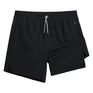 maamgic Gym Shorts for Men 7 inch Inseam with Liner Stretch 2 in 1 Workout Shorts Men Quick Dry Athletic Running Shorts Black-Black
