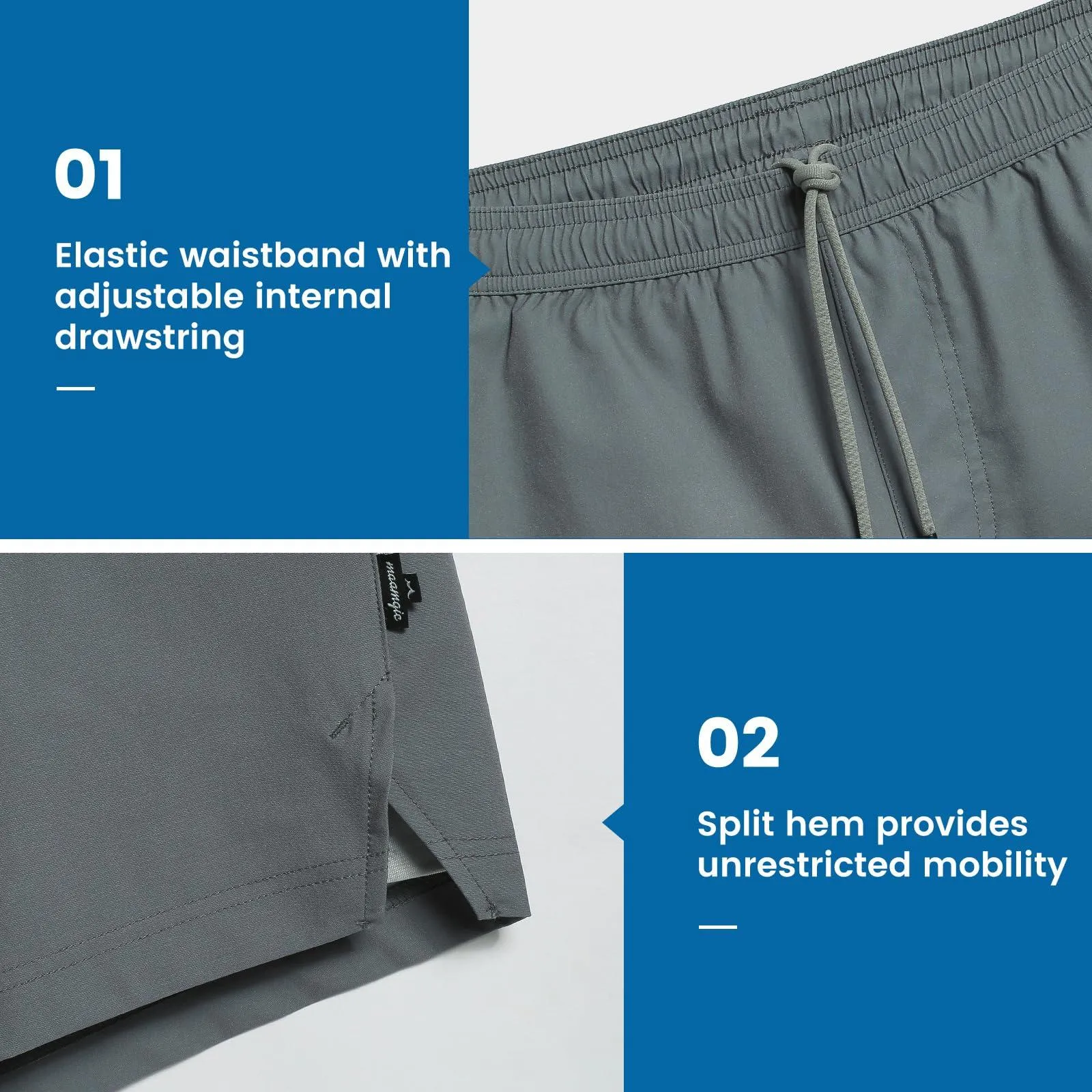maamgic Gym Shorts for Men 7 inch with Liner Stretch 2 in 1 Workout Shorts Men Quick Dry Athletic Shorts Dark Grey Large