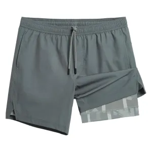 maamgic Gym Shorts for Men 7 inch with Liner Stretch 2 in 1 Workout Shorts Men Quick Dry Athletic Shorts Dark Grey Large
