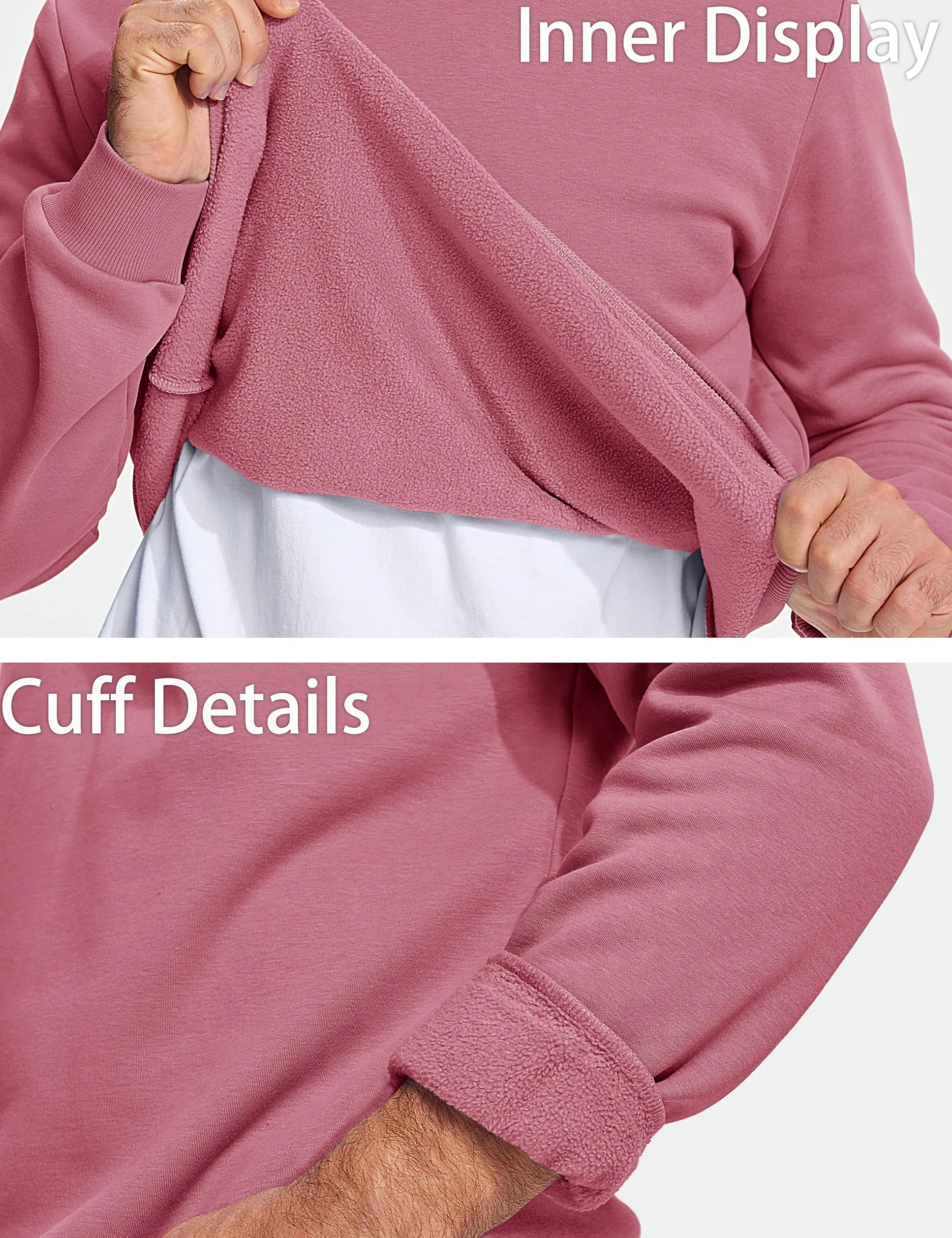 MAGCOMSEN Crew Neck Sweater For Men Crewneck Sweatshirt Sudaderas De Hombre Sweatshirts For Men Fleece Pullover Men Caucal Warm Sweatshirt Grey Pink