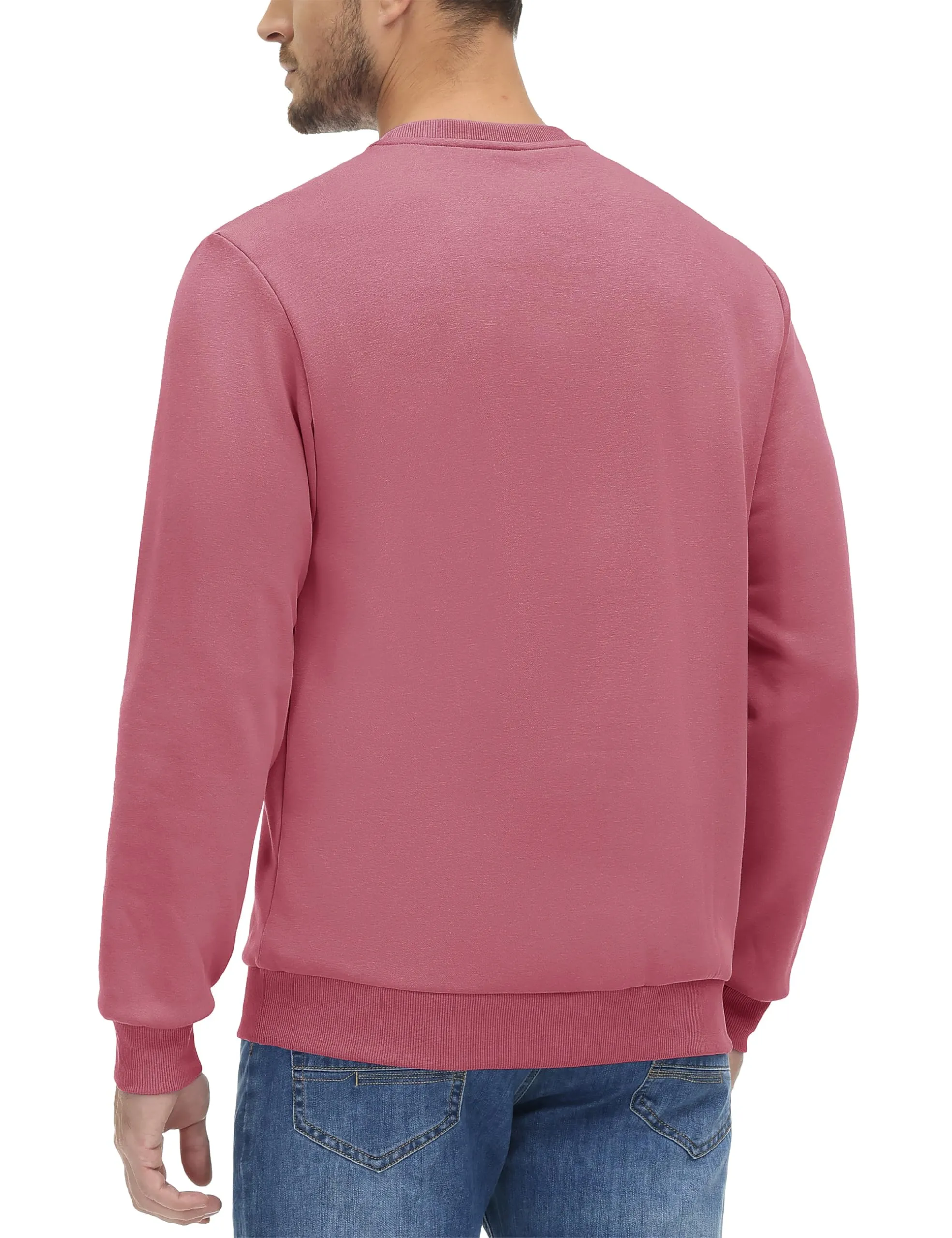 MAGCOMSEN Crew Neck Sweater For Men Crewneck Sweatshirt Sudaderas De Hombre Sweatshirts For Men Fleece Pullover Men Caucal Warm Sweatshirt Grey Pink