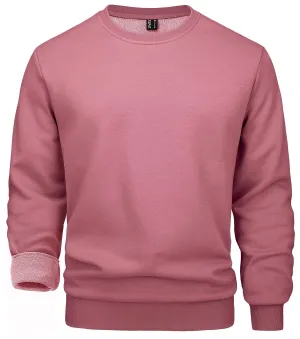 MAGCOMSEN Crew Neck Sweater For Men Crewneck Sweatshirt Sudaderas De Hombre Sweatshirts For Men Fleece Pullover Men Caucal Warm Sweatshirt Grey Pink