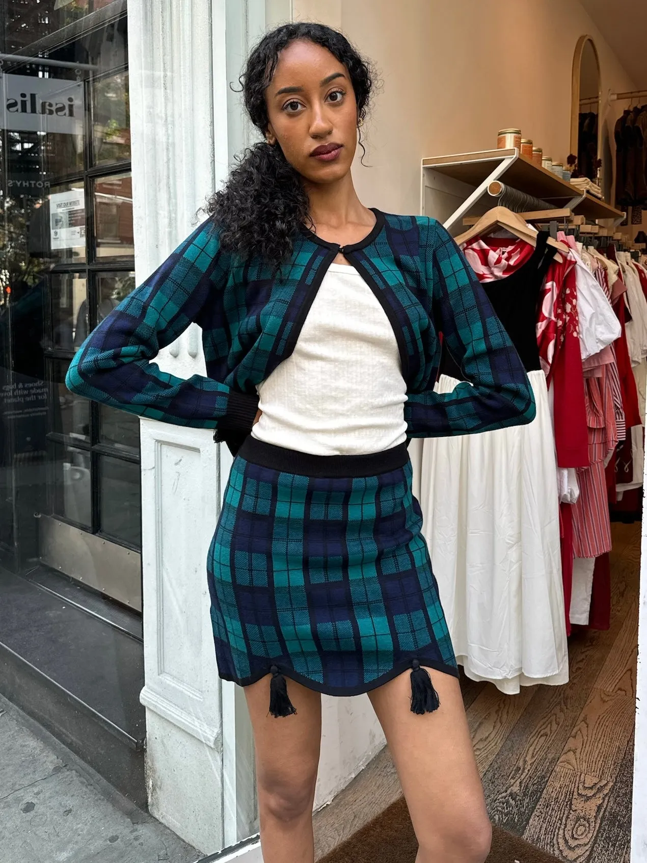 Margaret Knit Skirt in Blackwatch Plaid
