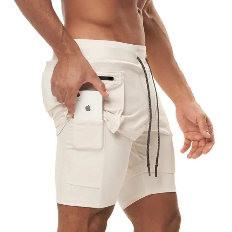 Men Athletic Shorts Double-Layer