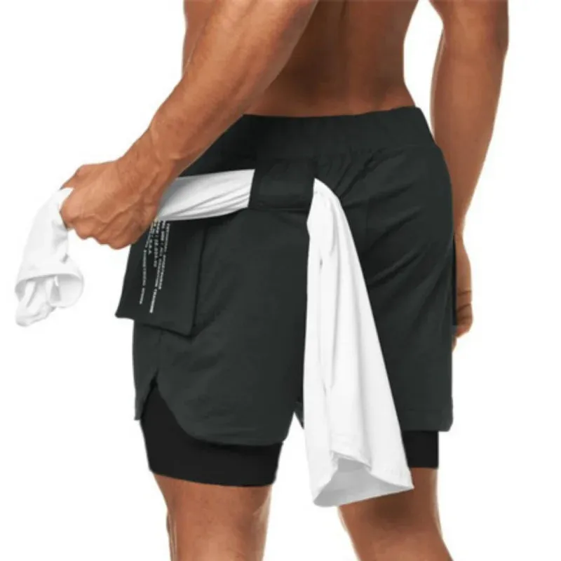 Men Athletic Shorts Double-Layer