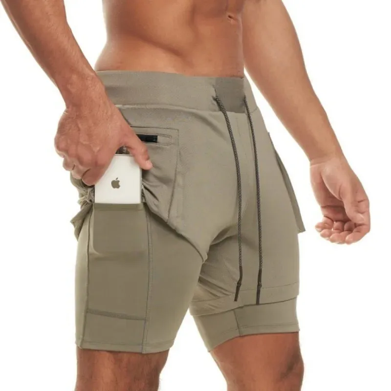 Men Athletic Shorts Double-Layer