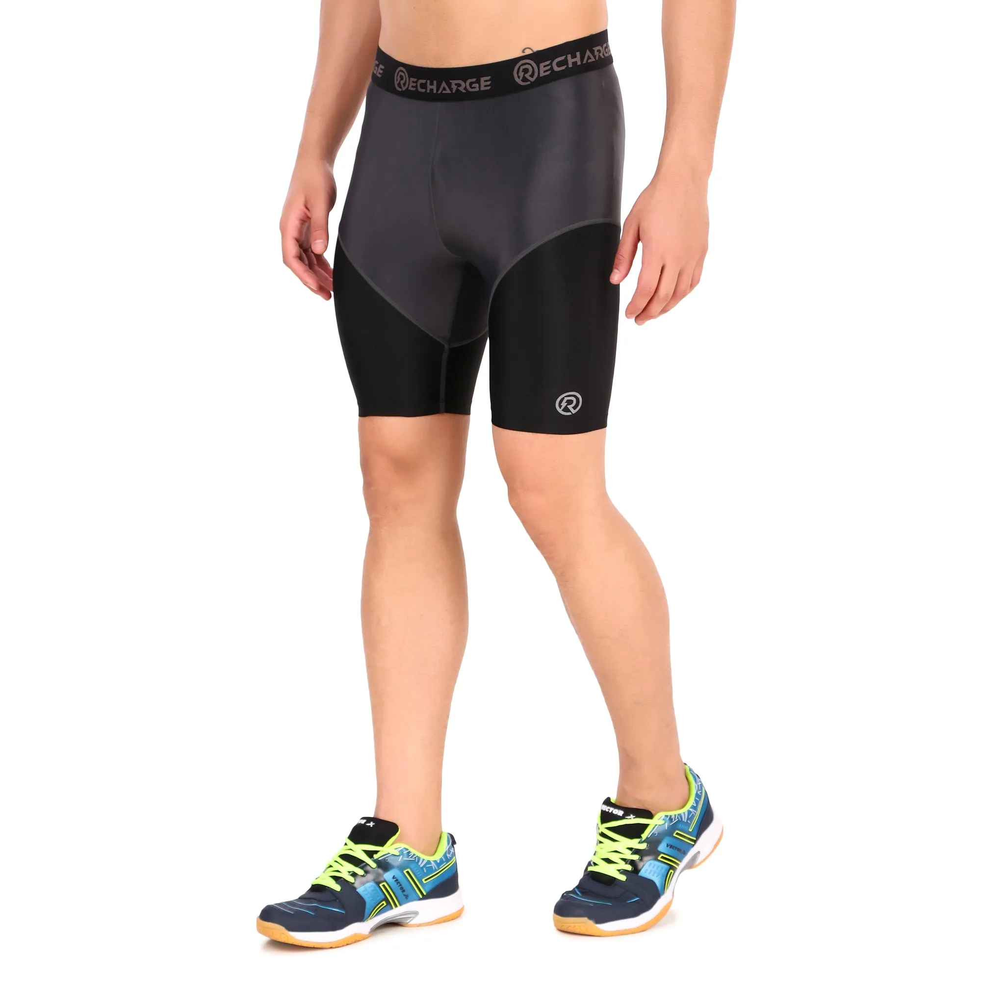 Men's DC Polyester Compression Shorts (Black/Grey)