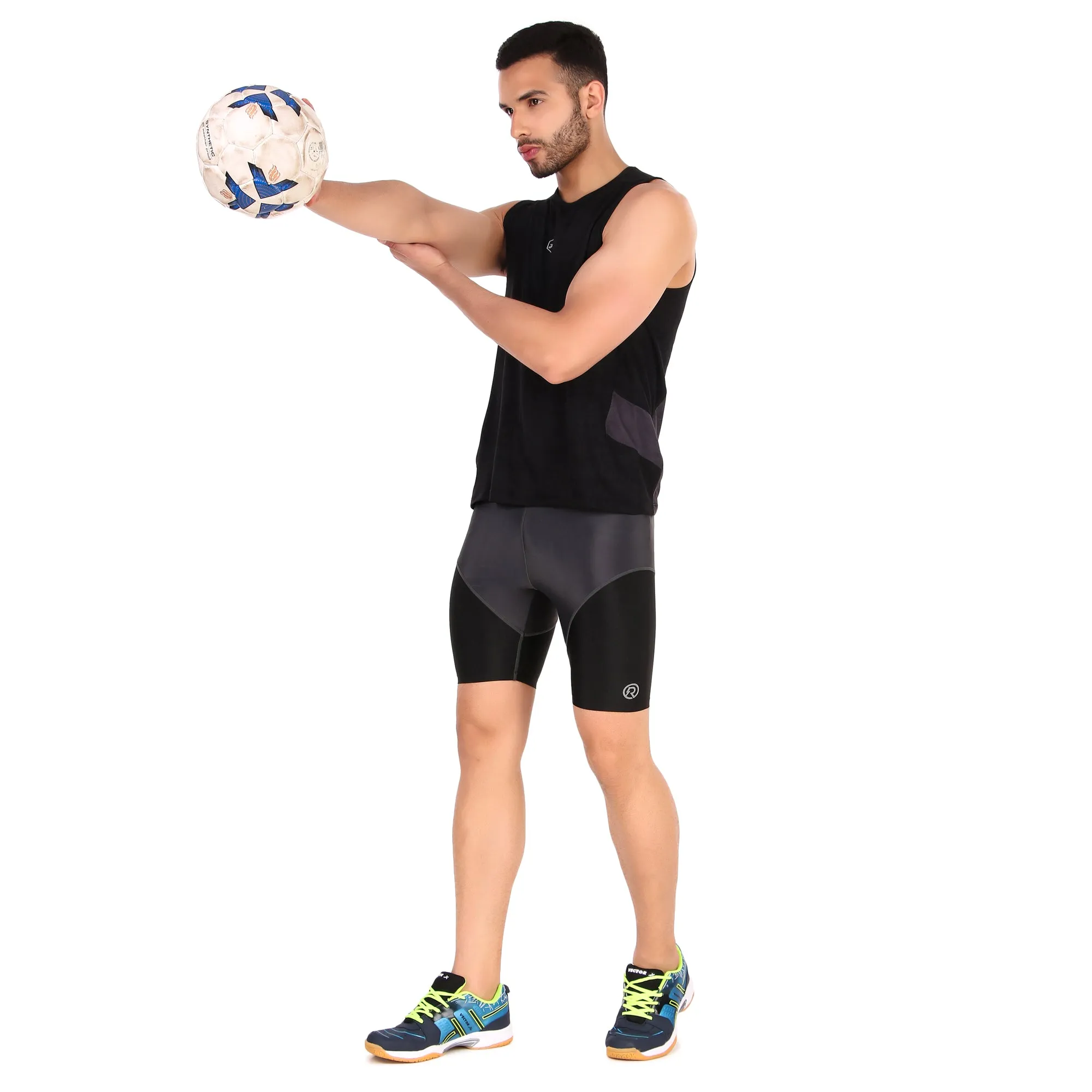 Men's DC Polyester Compression Shorts (Black/Grey)