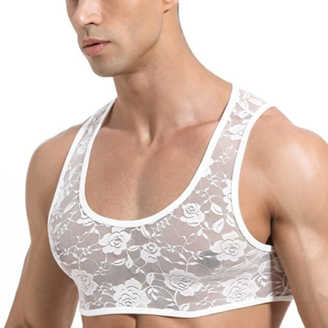 Men's Floral Lace Crop Tops