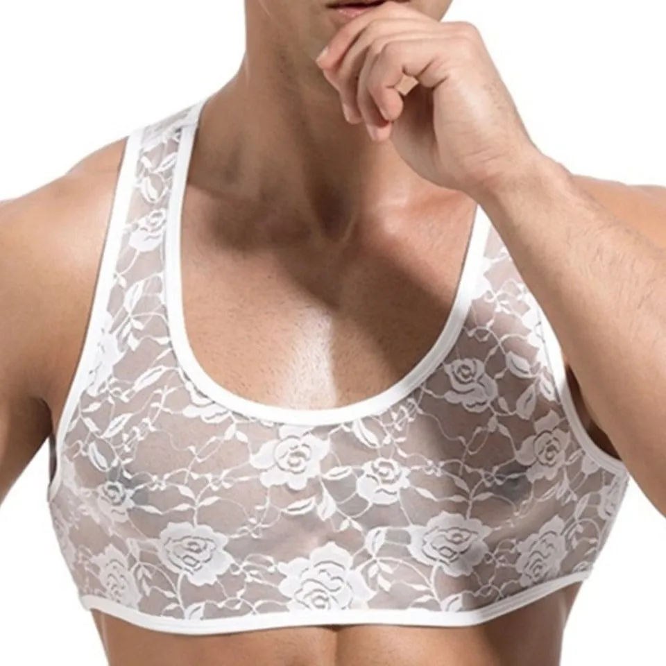 Men's Floral Lace Crop Tops