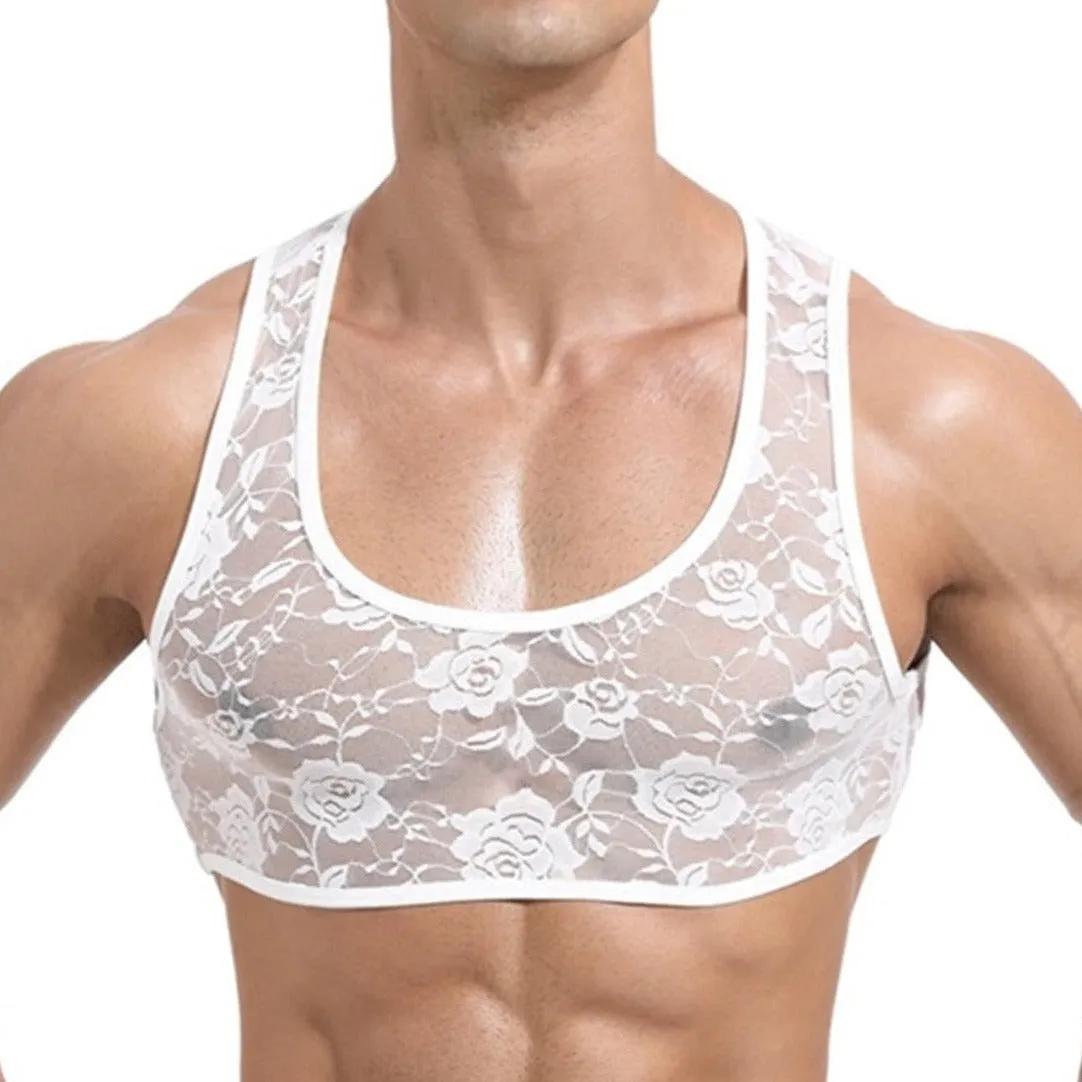 Men's Floral Lace Crop Tops
