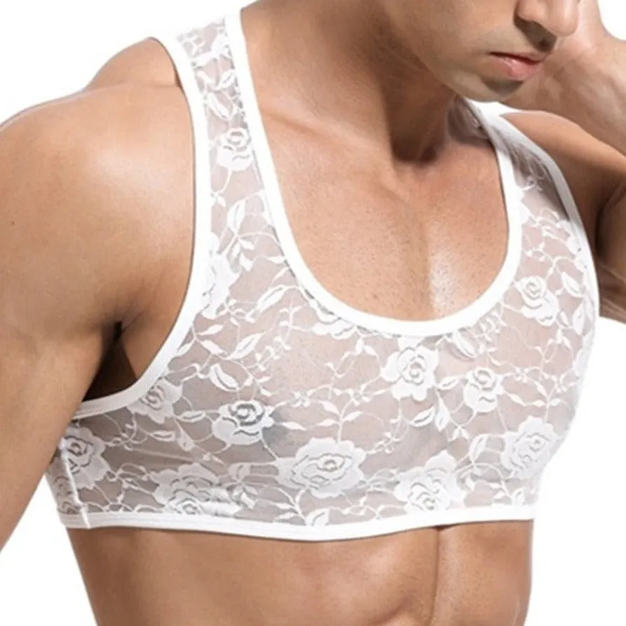 Men's Floral Lace Crop Tops