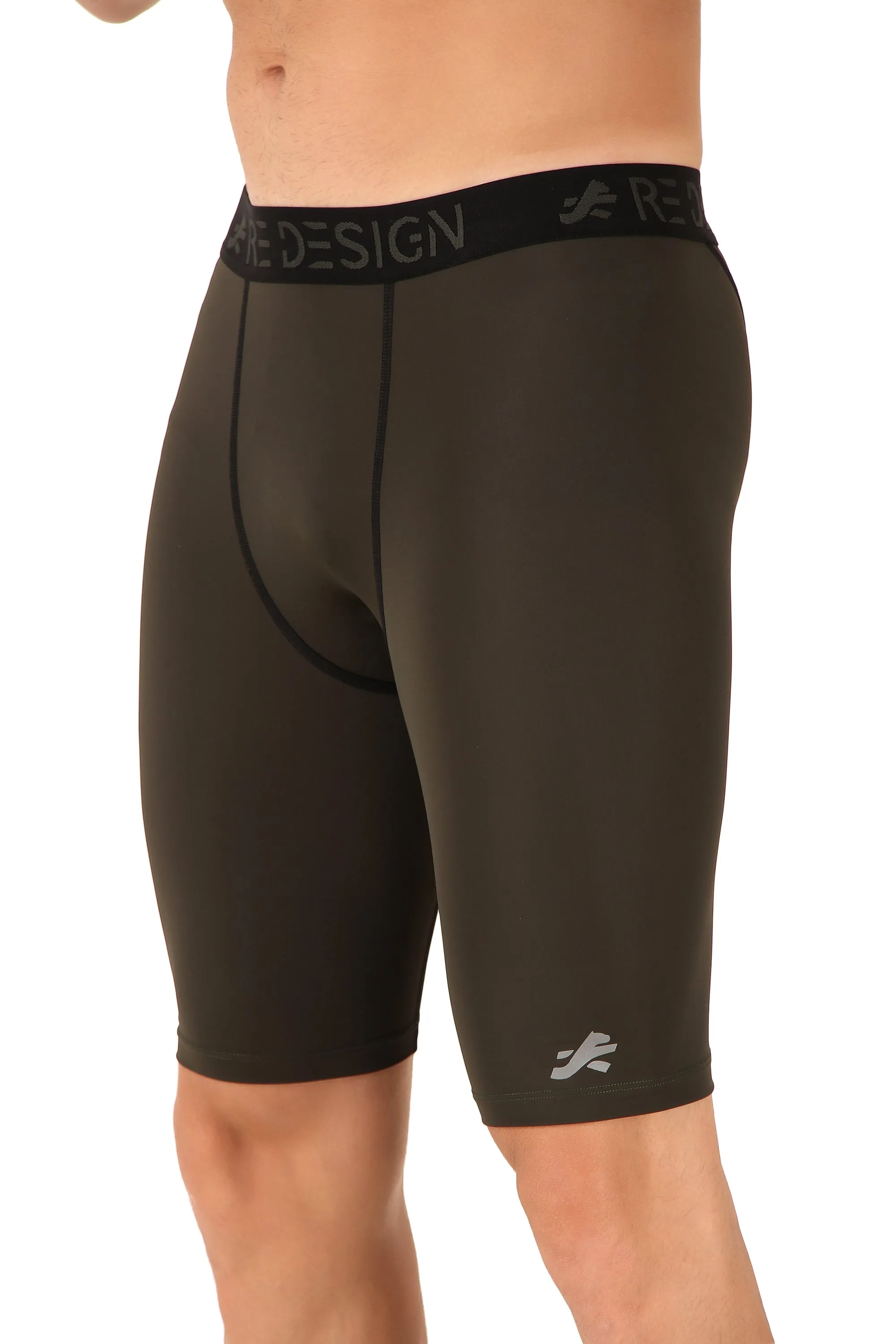 Men's Nylon Compression Shorts and Half Tights (Military Green)