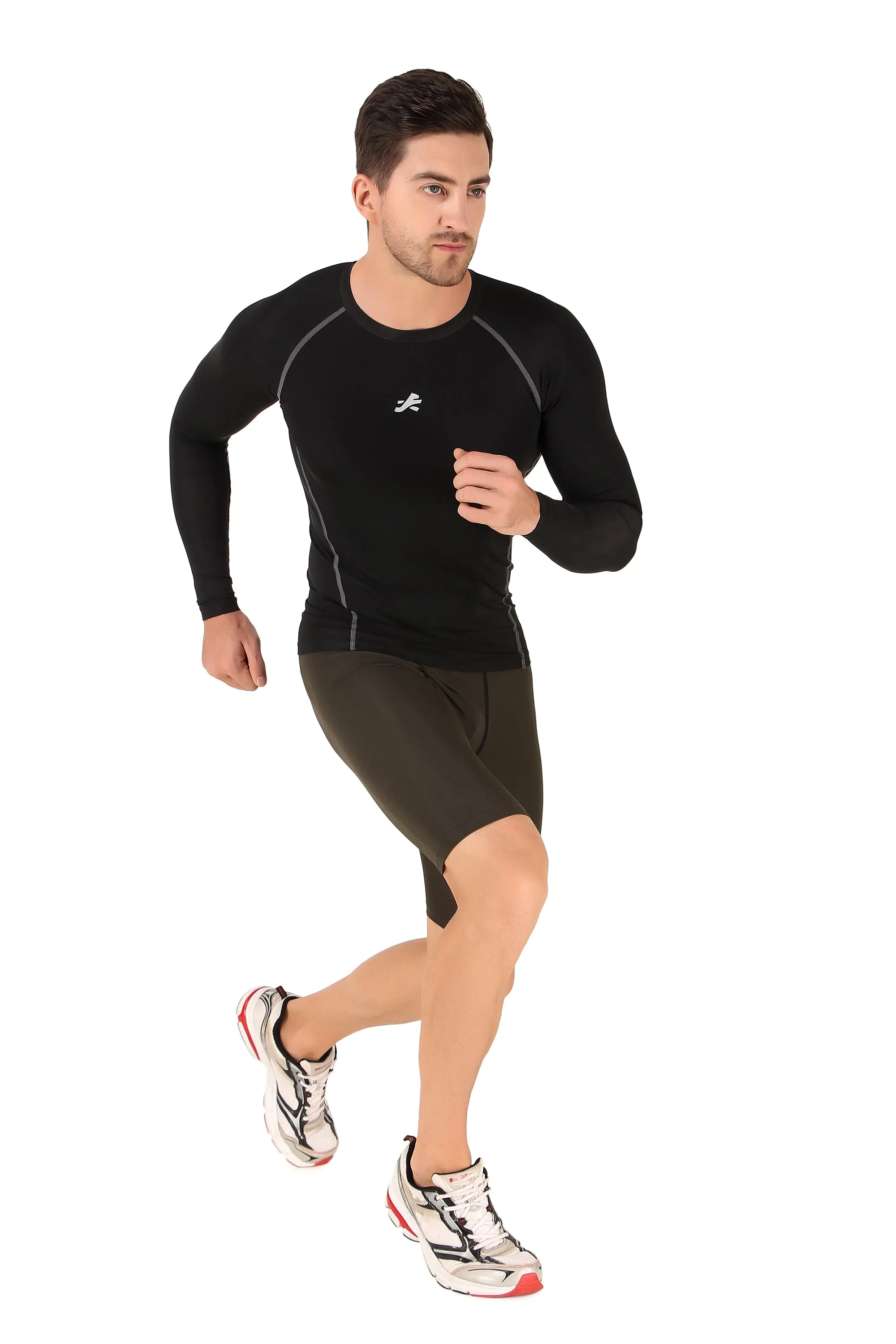 Men's Nylon Compression Shorts and Half Tights (Military Green)