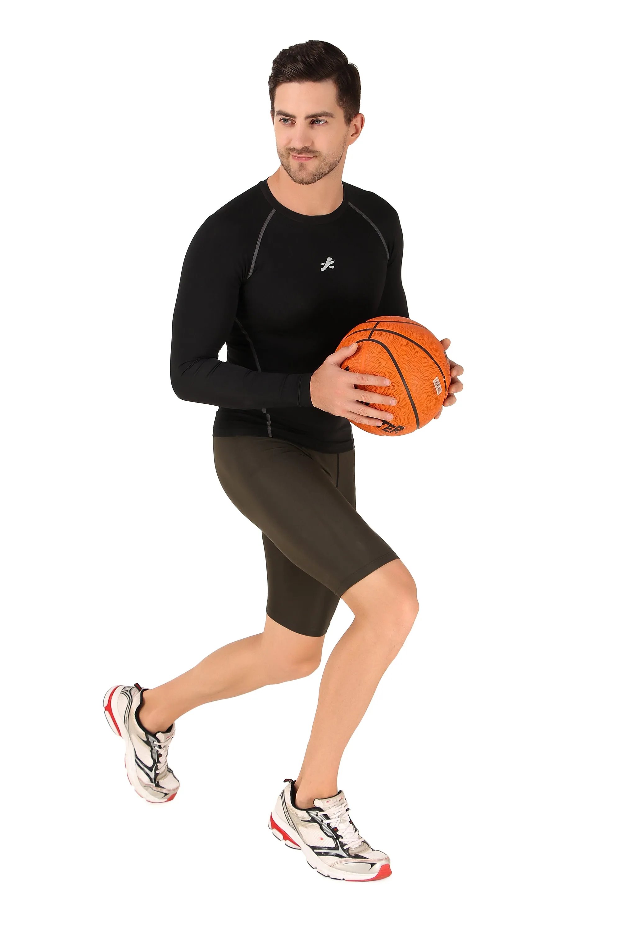 Men's Nylon Compression Shorts and Half Tights (Military Green)