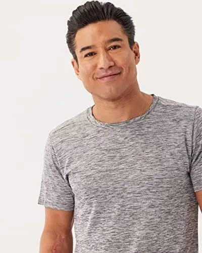 Men's Quick Dry Fit Dri-Fit Short Sleeve Active Wear Training Athletic Essentials Crew T-Shirt Fitness Gym Wicking Tee Workout Casual Sports Running Tennis Exercise Undershirt Top - 5 Pack,-Set 9,S