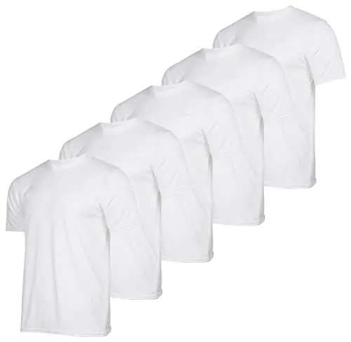 Men's Quick Dry Fit Dri-Fit Short Sleeve Active Wear Training Athletic Essentials Crew T-Shirt Fitness Gym Wicking Tee Workout Casual Sports Running Tennis Exercise Undershirt Top - 5 Pack,-Set 9,S