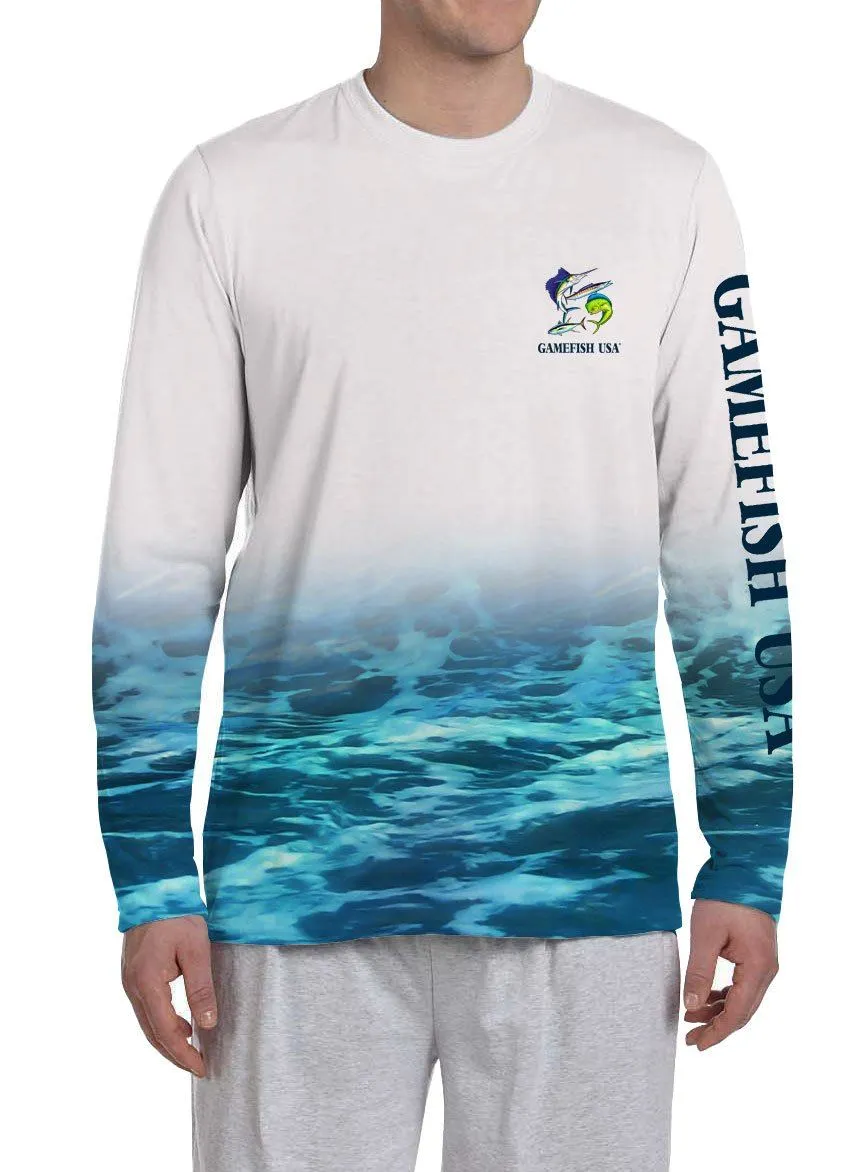 Men's UPF 50 Long Sleeve All Over Print Performance Fishing Shirt Gamefish