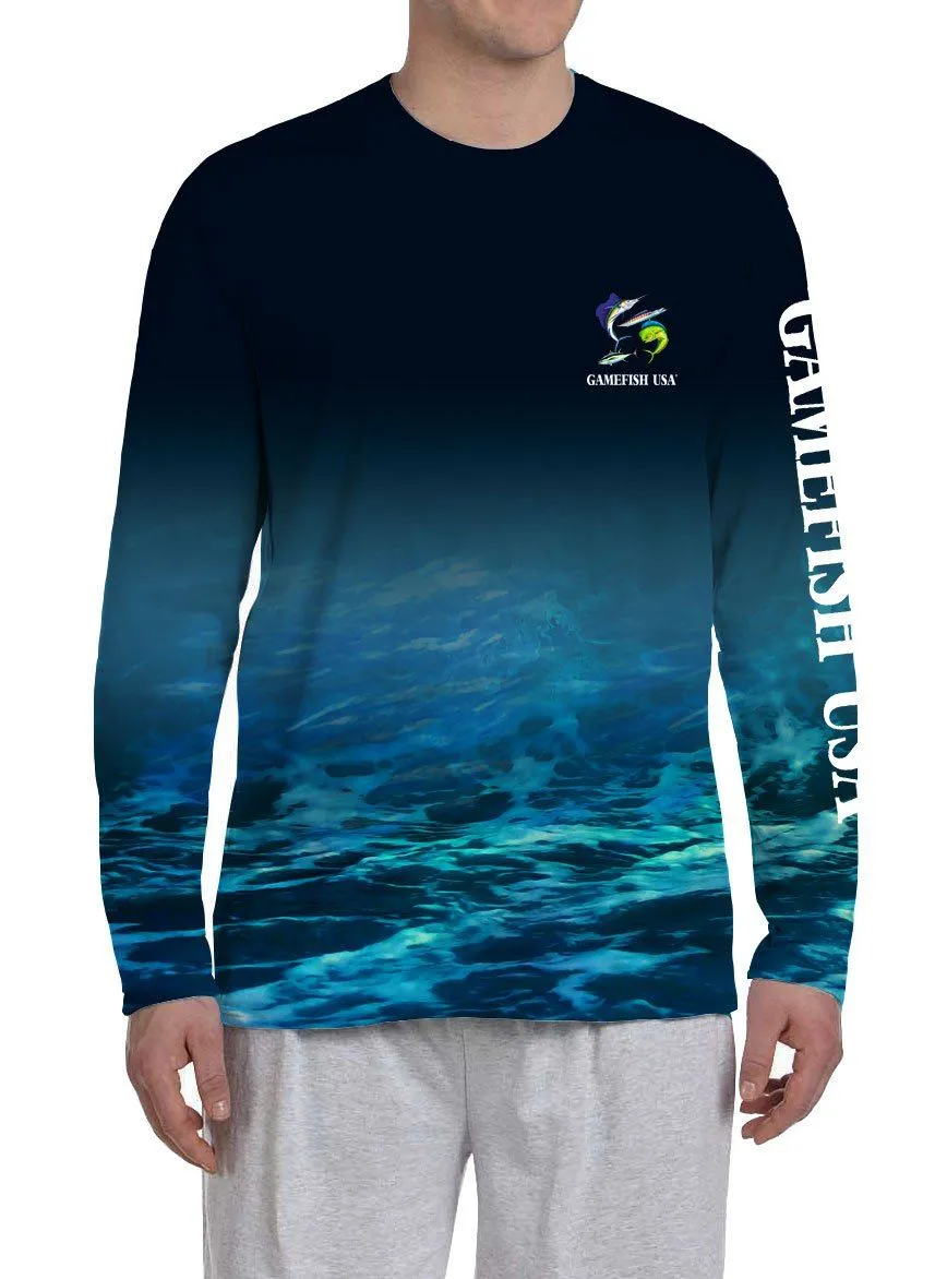 Men's UPF 50 Long Sleeve All Over Print Performance Fishing Shirt Gamefish