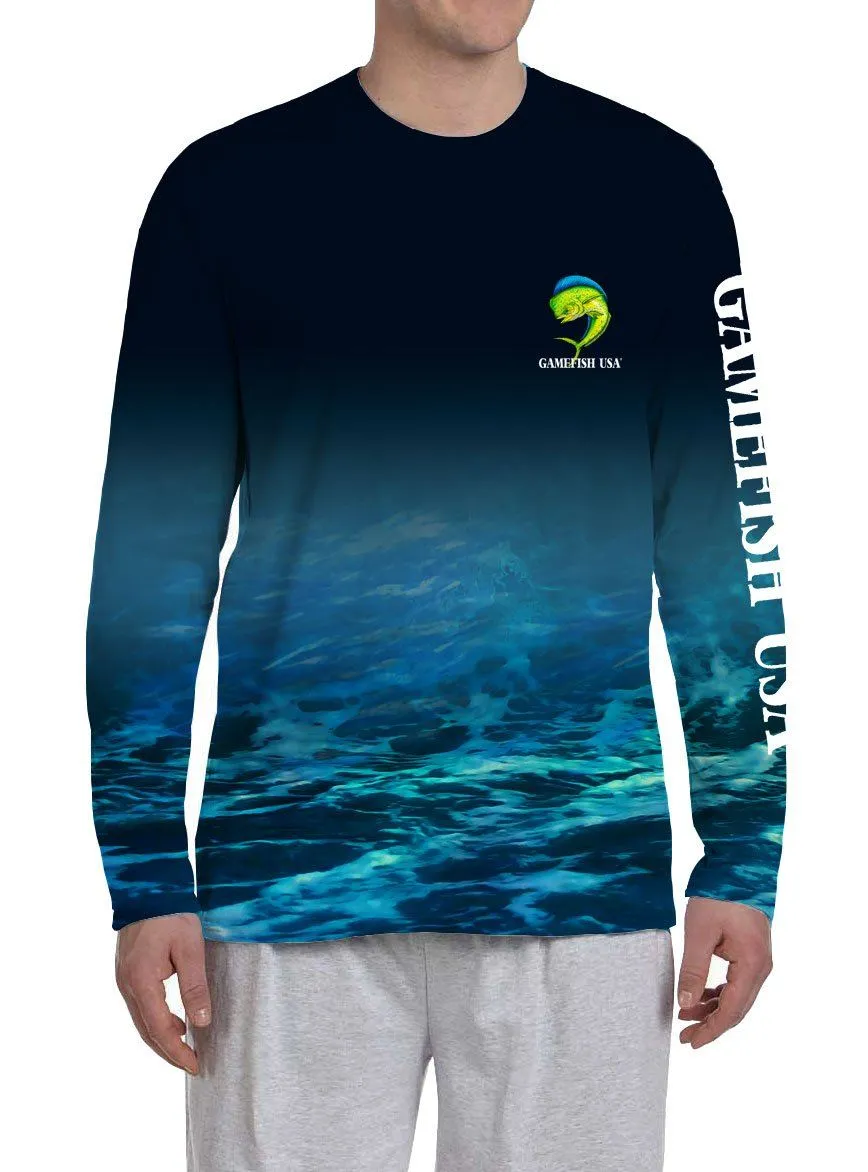 Men's UPF 50 Long Sleeve All Over Print Performance Fishing Shirt Mahi