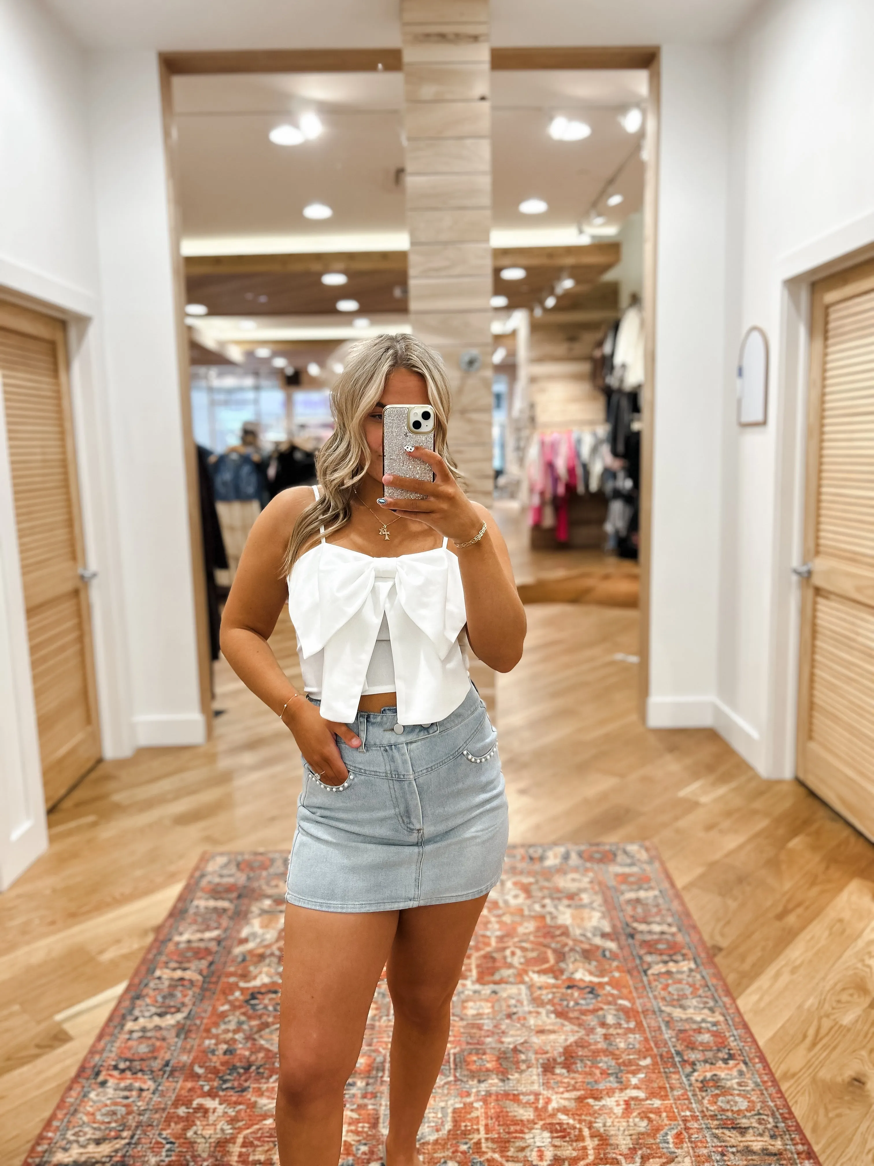 Mia White Bow Top