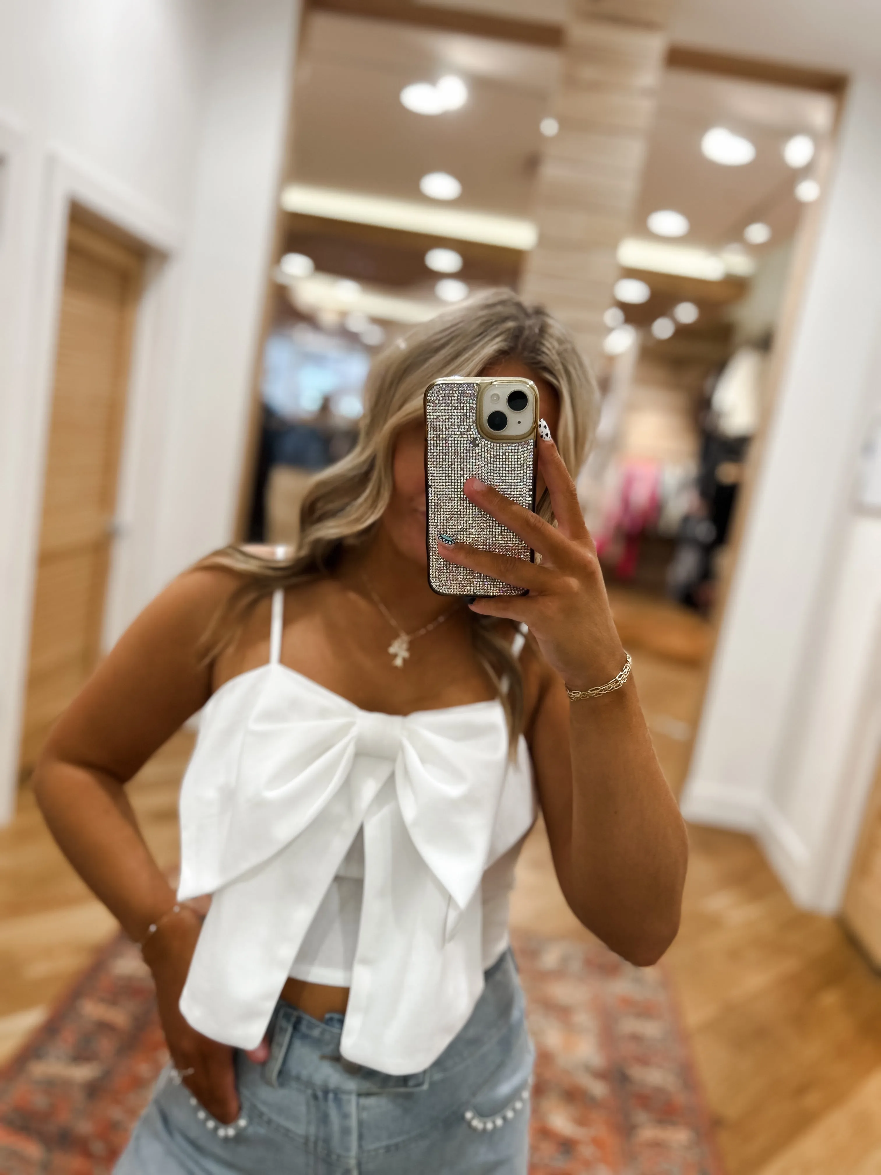 Mia White Bow Top