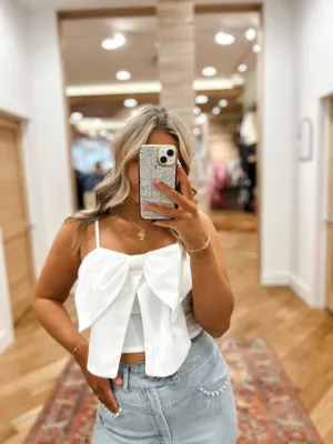 Mia White Bow Top