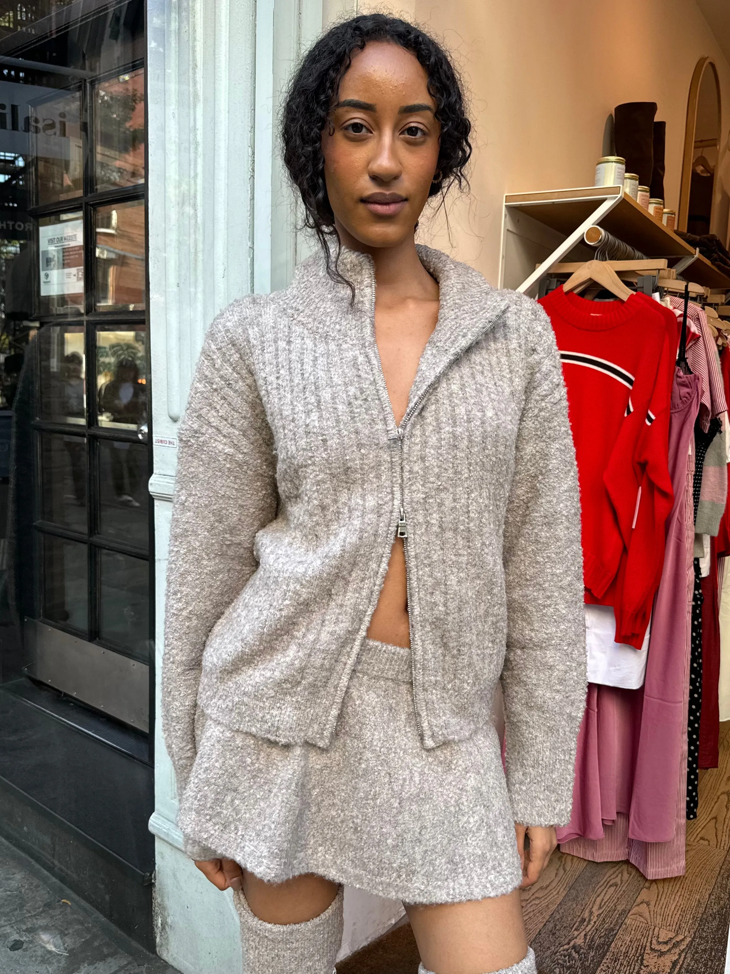 Mila Zip Up Jacket in Heather Grey