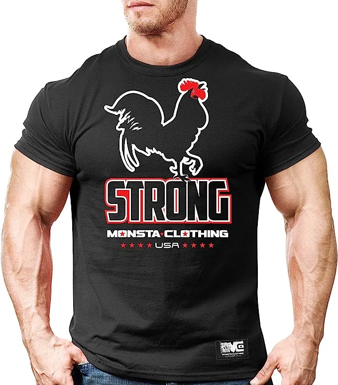 Monsta Clothing Co. Rooster Strong Mens Gym T-Shirt Bodybuilding Fitness