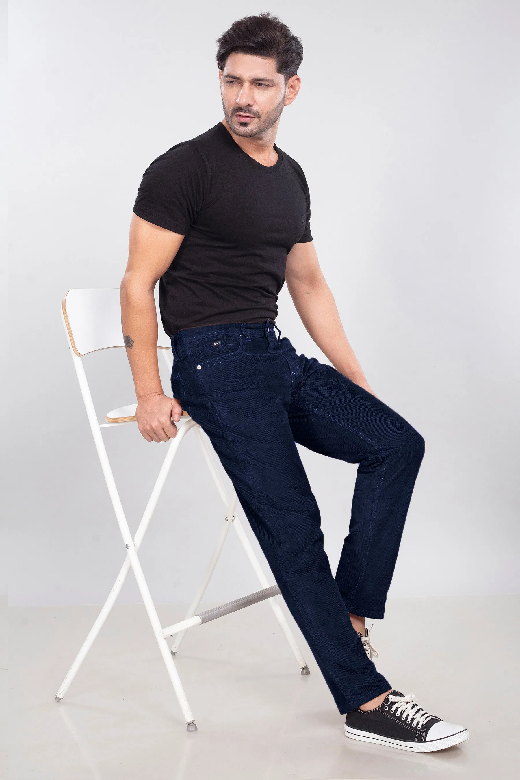 Navy Blue Stretch Corduroy Jeans