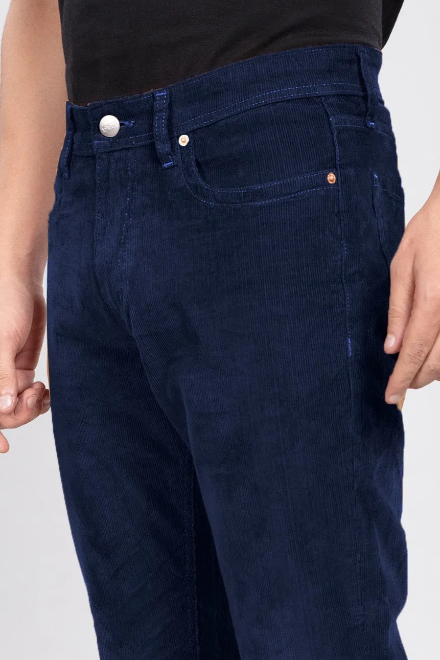Navy Blue Stretch Corduroy Jeans