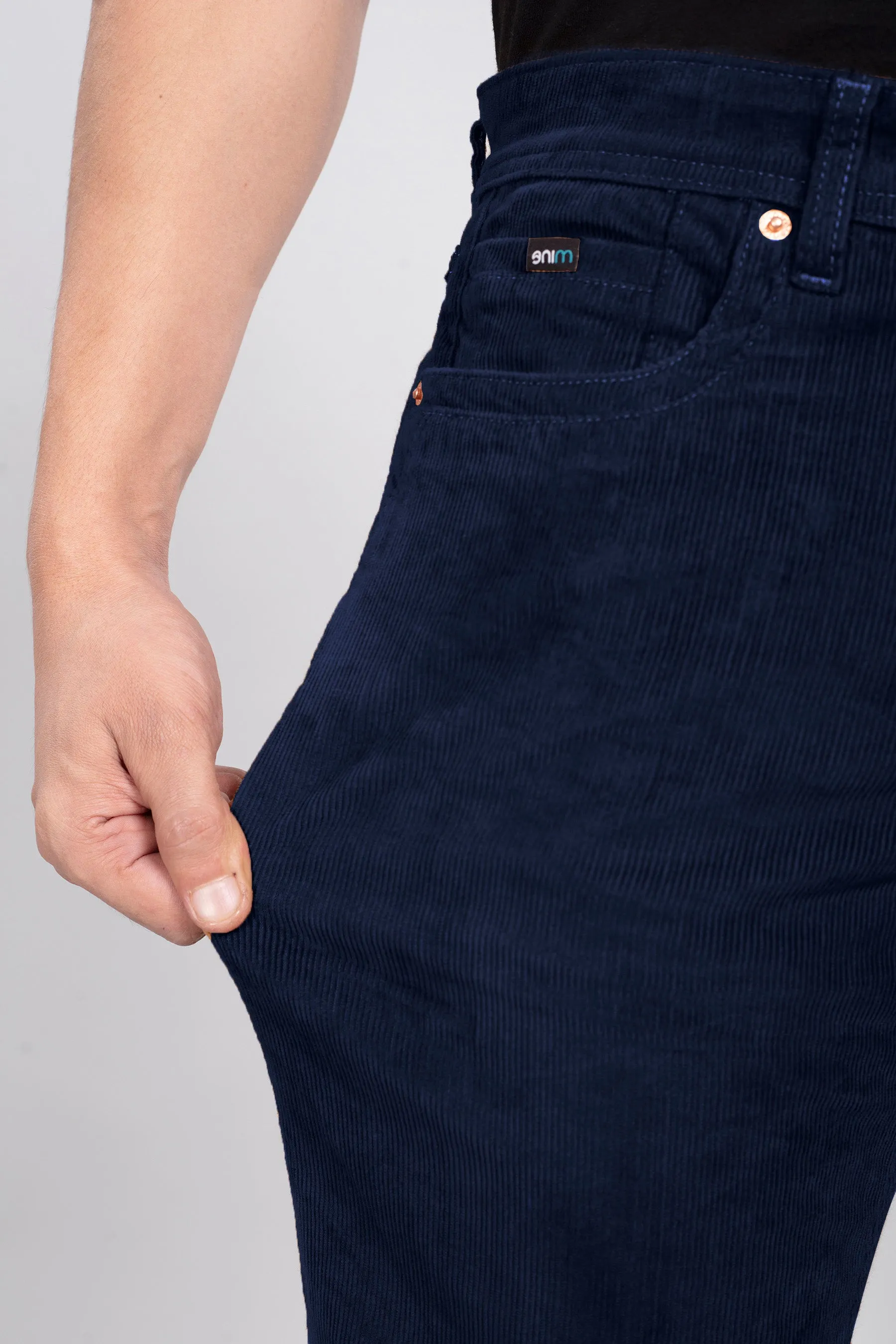 Navy Blue Stretch Corduroy Jeans