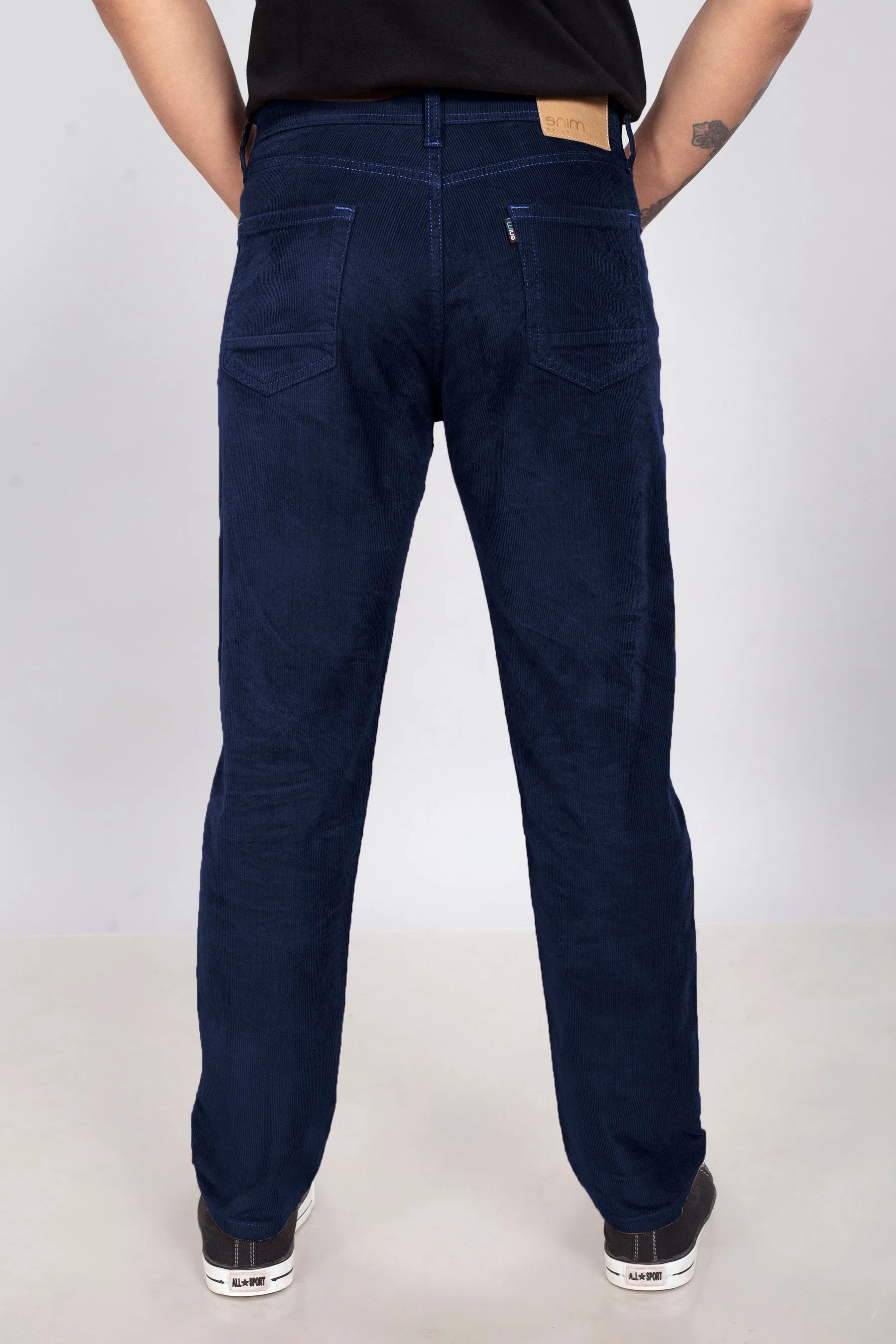 Navy Blue Stretch Corduroy Jeans