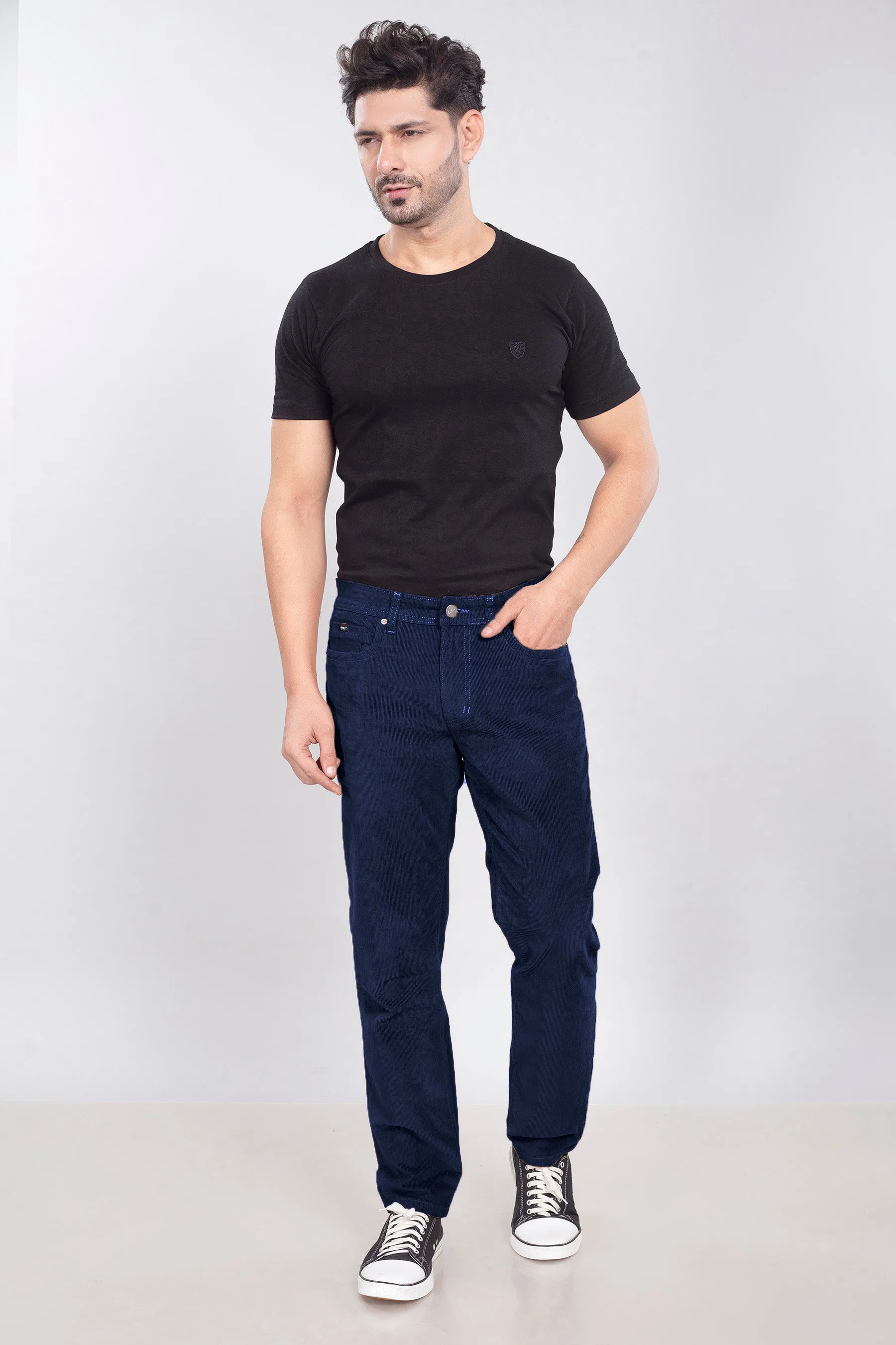 Navy Blue Stretch Corduroy Jeans