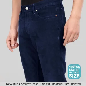 Navy Blue Stretch Corduroy Jeans