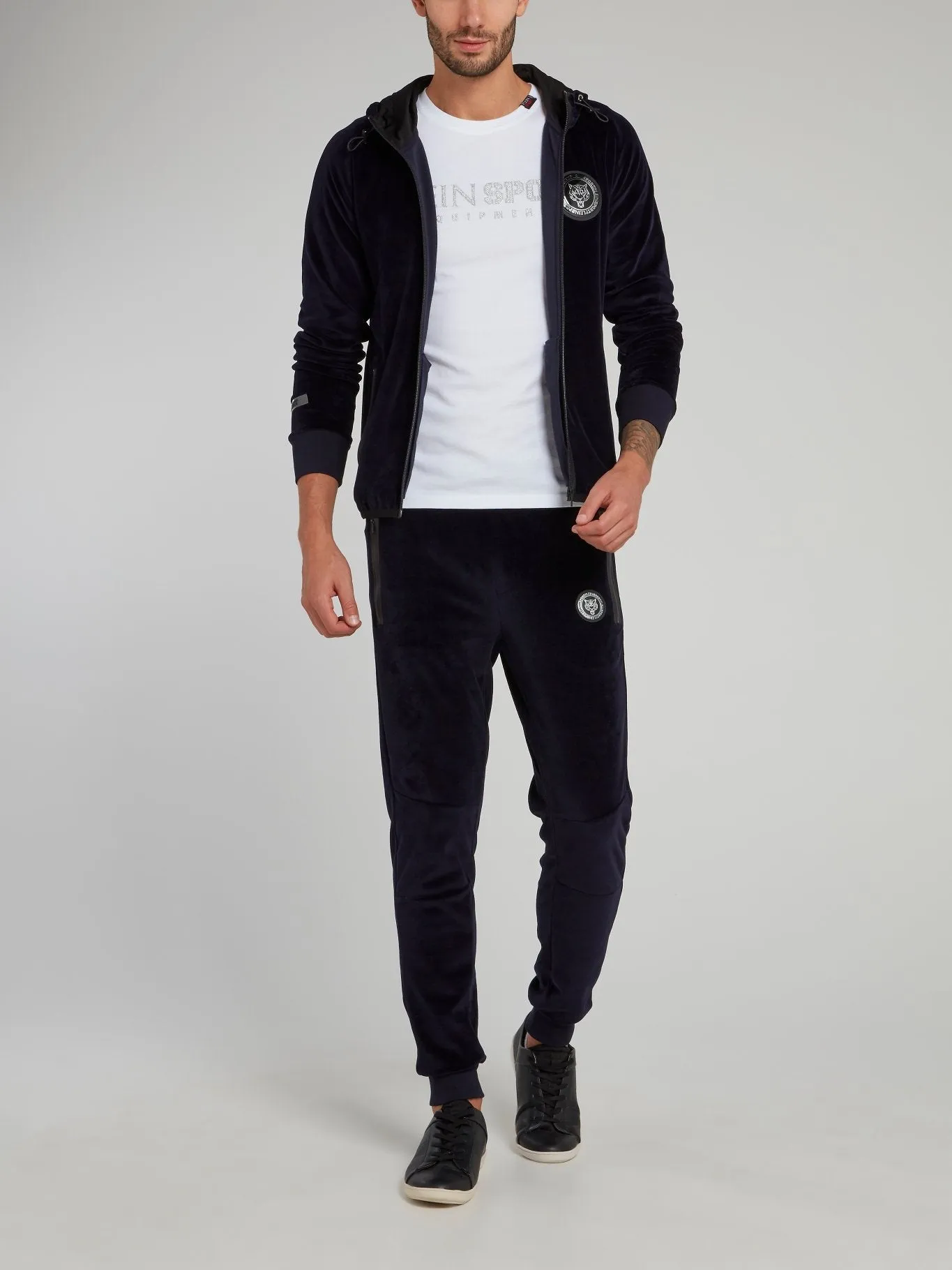 Navy Velvet Jogging Trousers
