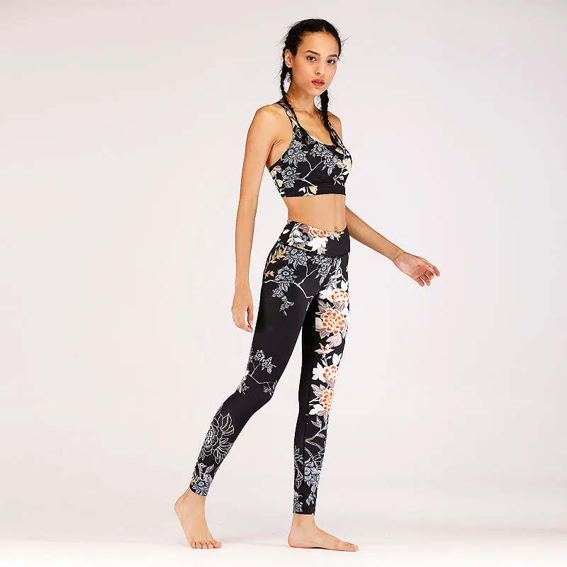 New European and American printed yoga fitness suit sports and leisure suit women trendy