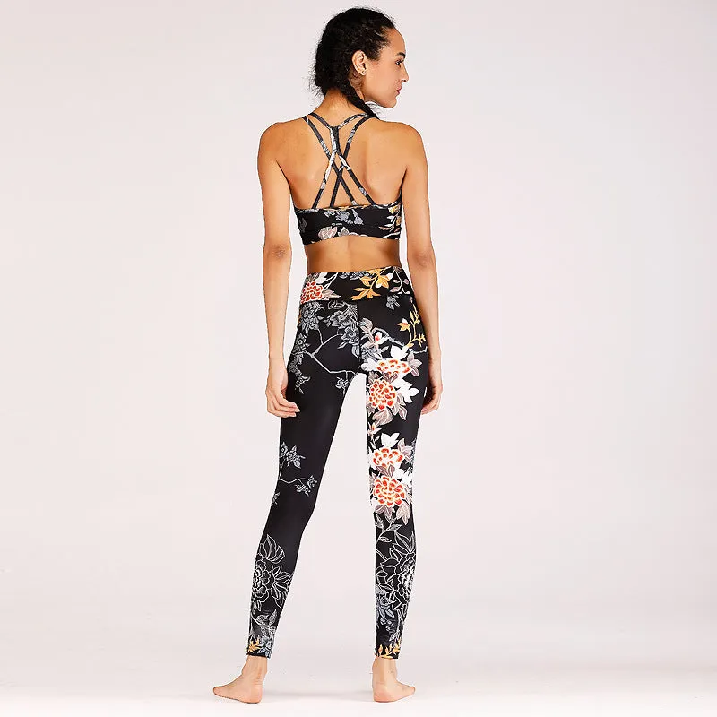 New European and American printed yoga fitness suit sports and leisure suit women trendy