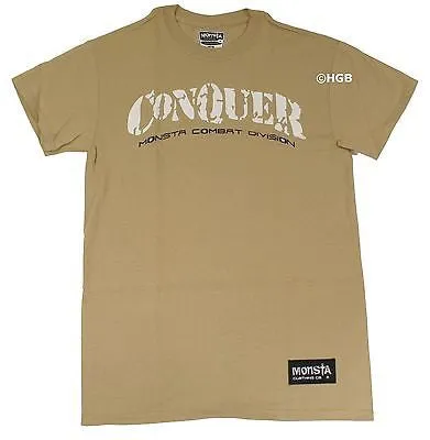NEW Mens Graphic Tee MONSTA Bodybuilding Wear OVERCOME PAIN TShirt Gym Clothing