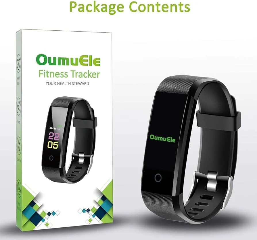 New Oumele Fitness Activity Tracker Watch With Heart Rate & Sleep Monitor, Calorie Counter Pedometer Watch! Black!