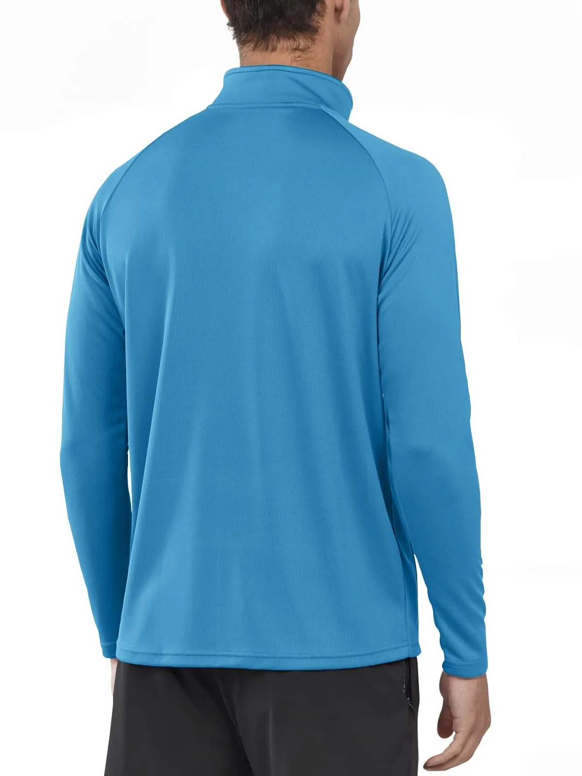 NORTHYARD Men's Running Shirt Long Sleeve Quarter Zip Pullover Moisture Wicking Quick Dry Athletic Workout Shirts Lakeblue