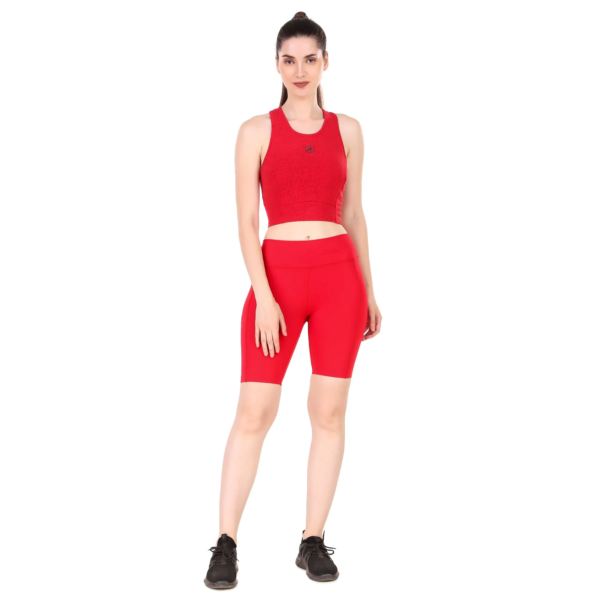 Nylon Compression Shorts For Women (Red)