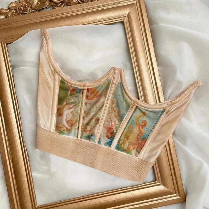 Oil Painting Print Corset Style Top
