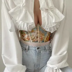 Oil Painting Print Corset Style Top