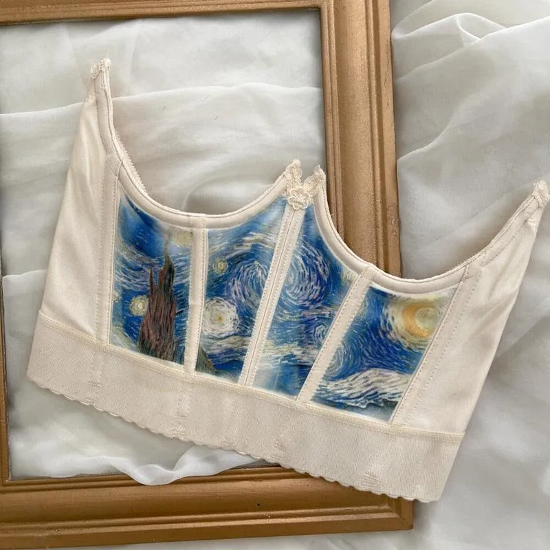 Oil Painting Print Corset Style Top
